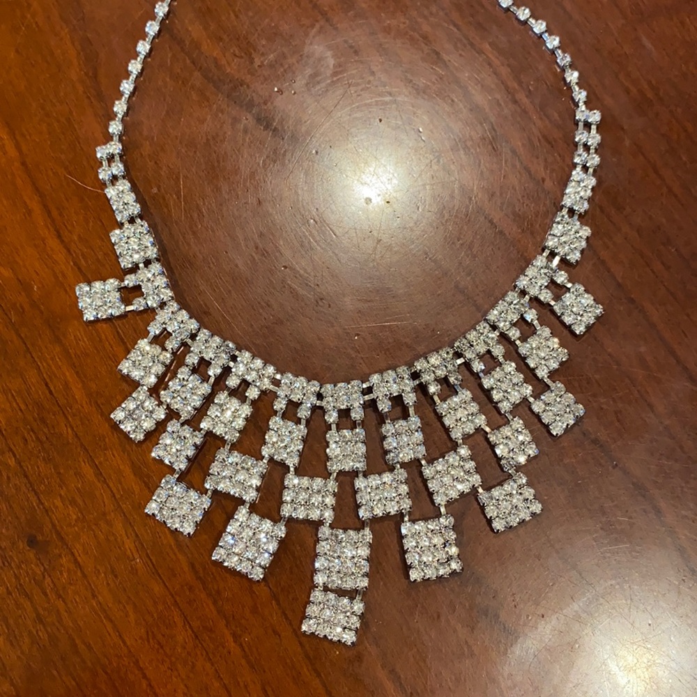 Rhinestone Necklace and Earing Set